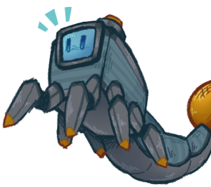 A blue Gelum in a unique scorpion like suit