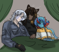 Henry, Dr. Sherazi, and Arden napping